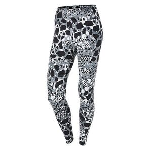Nike Woman’s Club Allover Print Leggings AOP, Black White Size Small